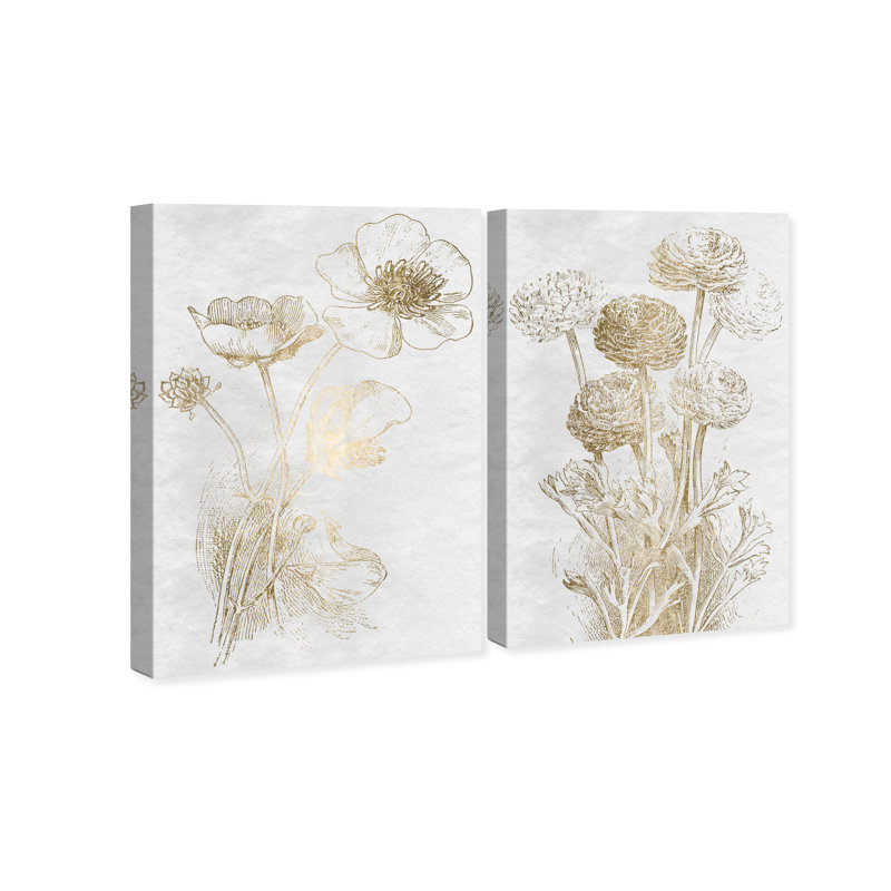 Ensemble de 2 impressions sur toile florales, H 30 po x l 45 po