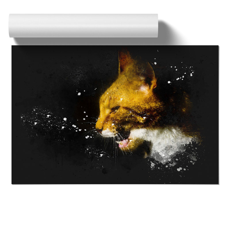 Portrait of a Cat Paint Splash - Frameless Print, 59cm H x 84cm W x 0.1cm D