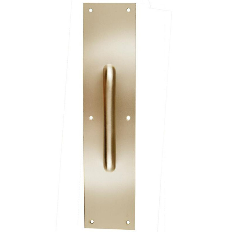 3-1/2 in. x 15 in. Bright Brass Pull Plate with Round Pull