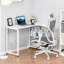 Bureau d'ordinateur industriel en forme de L avec 2 tablettes latérales et structure en acier, bureau d'angle, poste de travail pour bureau à domicile