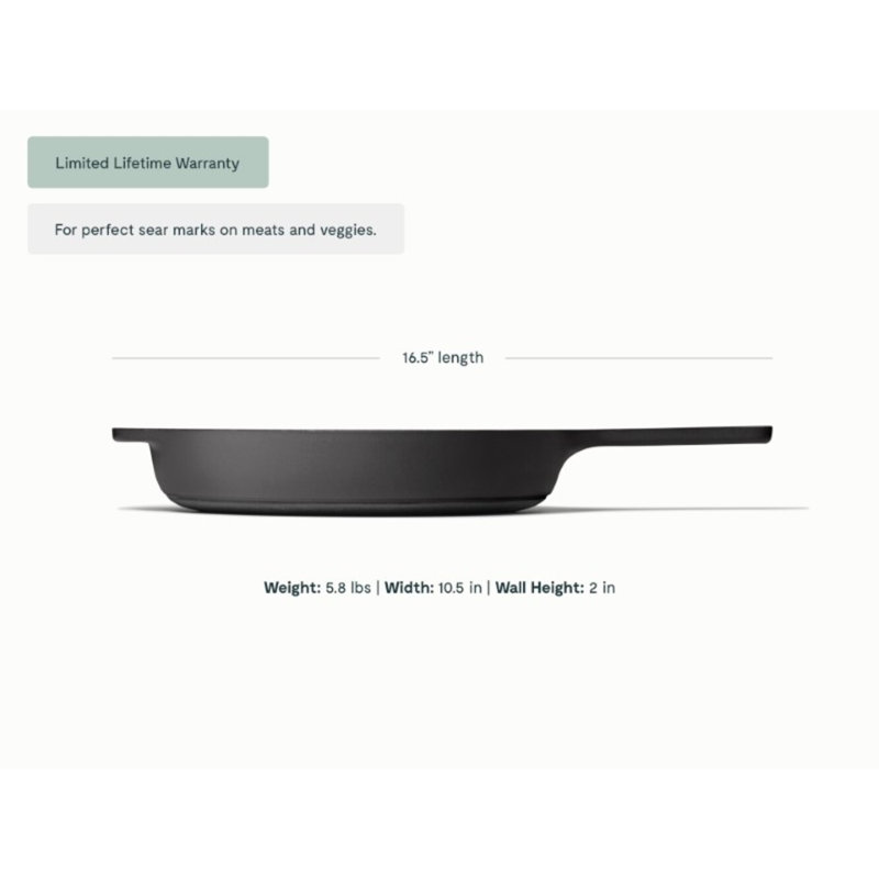 Caraway 10.5" Enameled Cast Iron Skillet, Charcoal