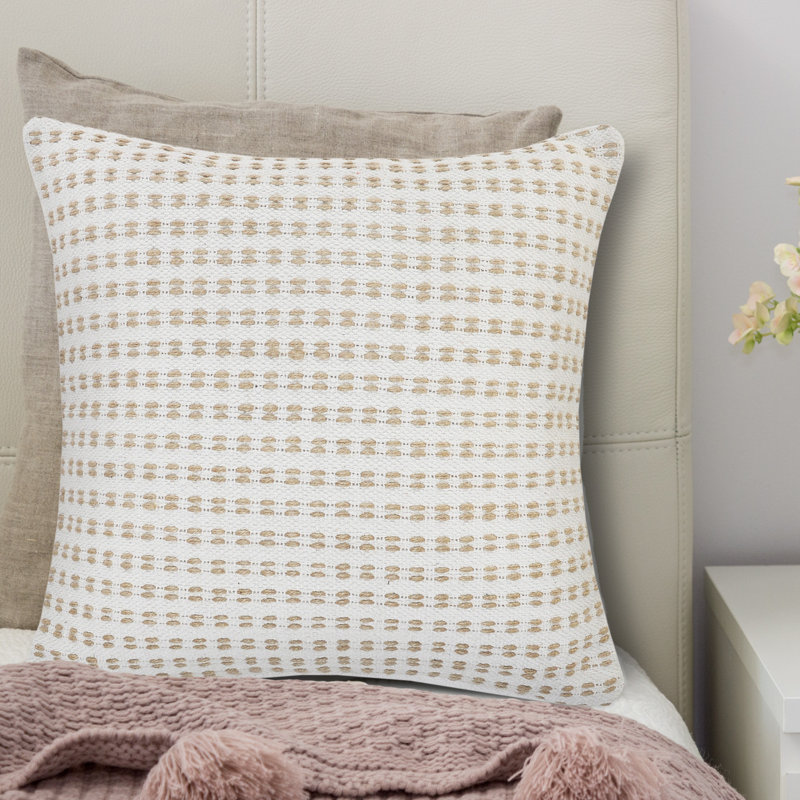 Ivory and Tan Jute Interwoven 20" Square Throw Pillow