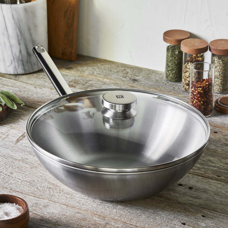 Plus 12" Stainless Steel Non-Stick Wok with Lid
