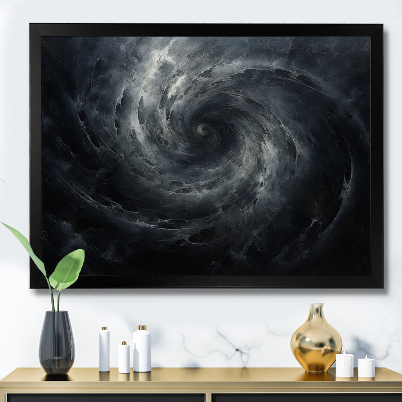 «Black Hole Quiet Quasar - Abstract Spirals», art mural sur toile_106164, H 12 po x l 20 po x P 1 po, Cadre photo noir