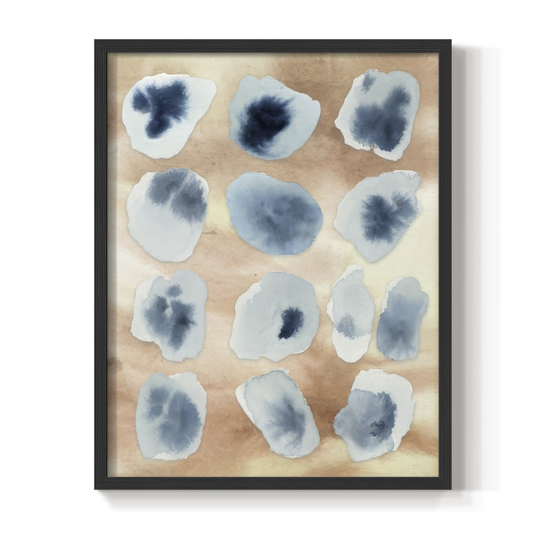 «Tile Serenity Fragments I», reproduction encadrée - bois massif, H 21 po x l 17 po, Cadre noir