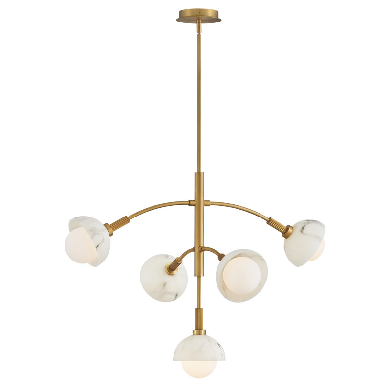 5 - Light Unique Classic Chandelier, Heritage Brass