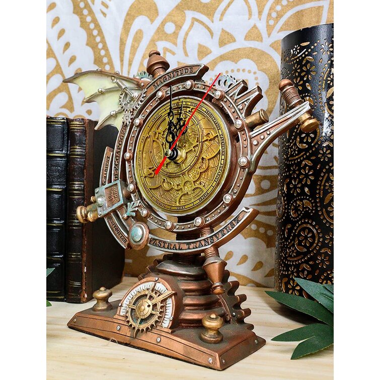 Ebros Analog Resin Quartz Tabletop Clock in Hand Painted