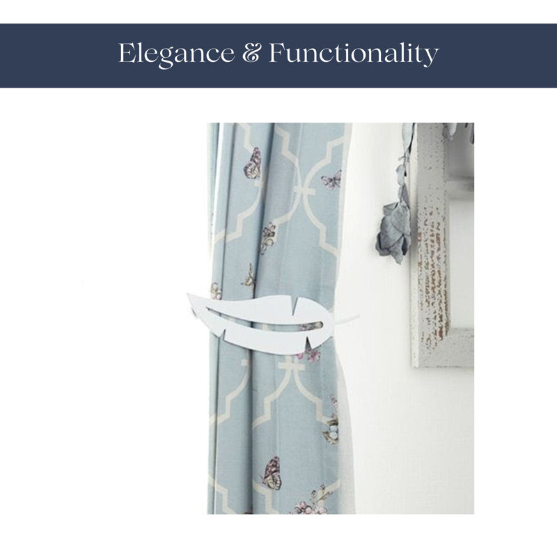 White Metal Feather Magnetic Curtain Tiebacks (Set of 2)
