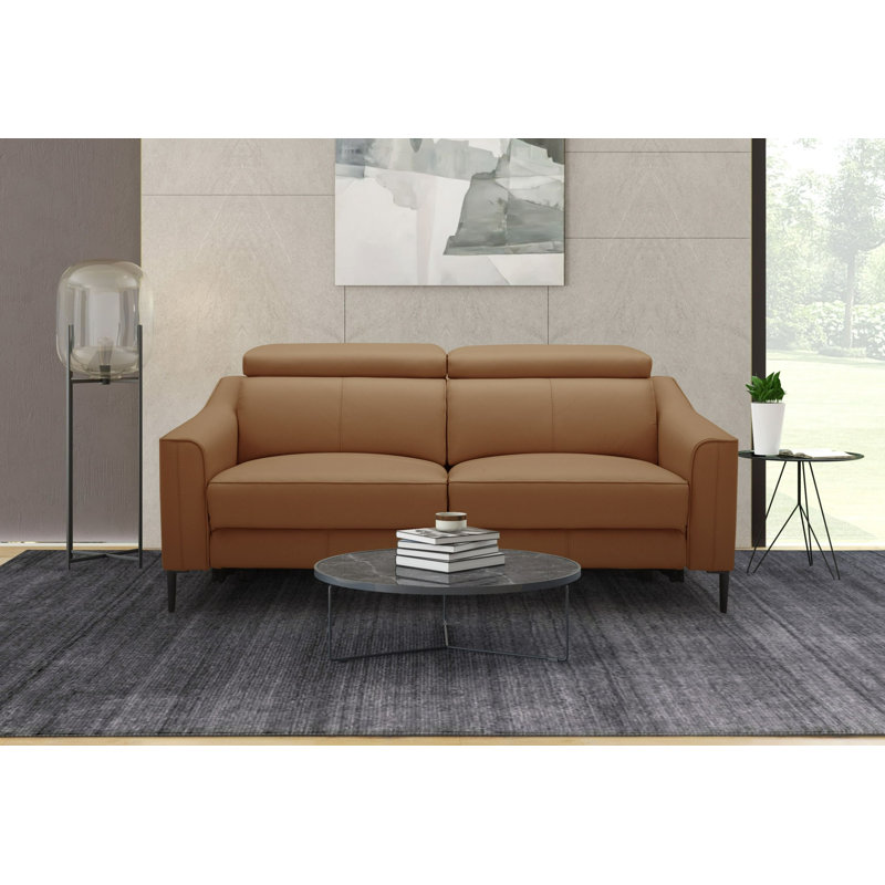 Anisia 73.5'' Leather Power Reclining Sofa, Orange
