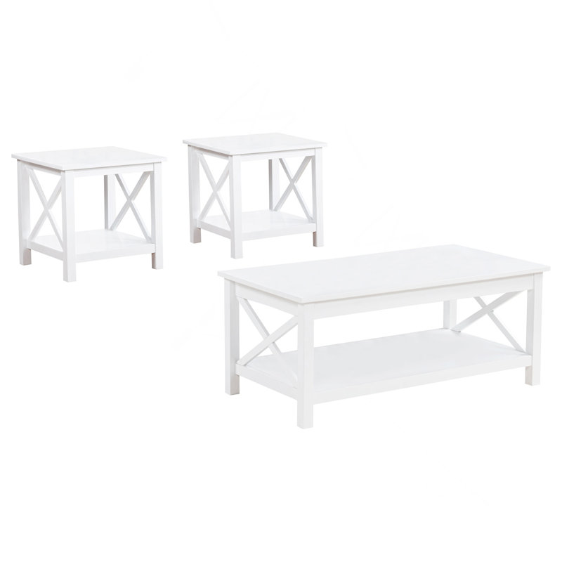 White 3-piece Lift-Top Coffee Table Set