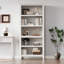 71" Bookcase with Adjustable Shelves, 5 Tier Tall Bookshelf with Wooden Legs, Rustic Vintage Bookcase for Living Room Office Library, White-217647435