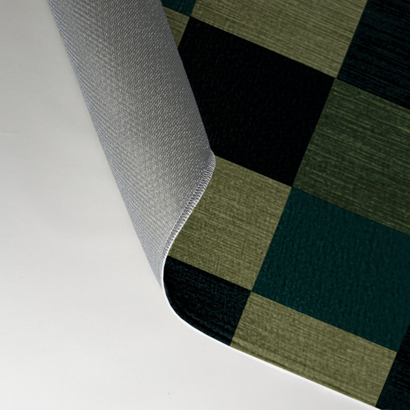 Tapis d'intérieur et d'extérieur à carreaux vert, Rectangulaire 3 pi x 5 pi