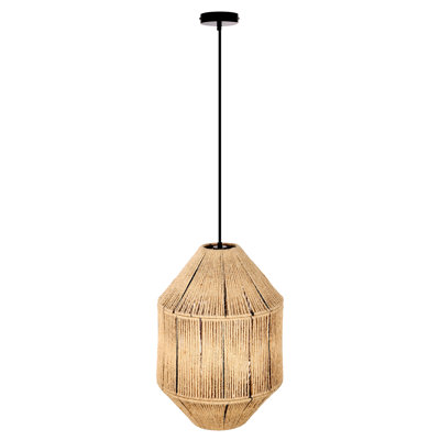 Abberger  17"W Black and Tan Jute Pyramid Pendant Light