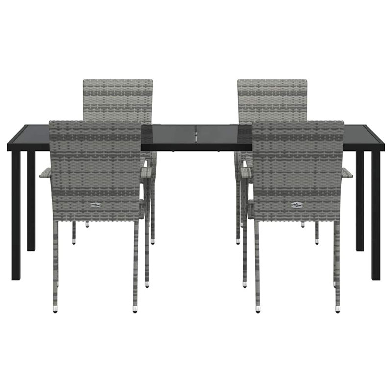  Ensemble de salle à manger de jardin 5 pièces en acier thermolaqué gris, H 28,74 po x l 78,74 po x P 31,5 po
