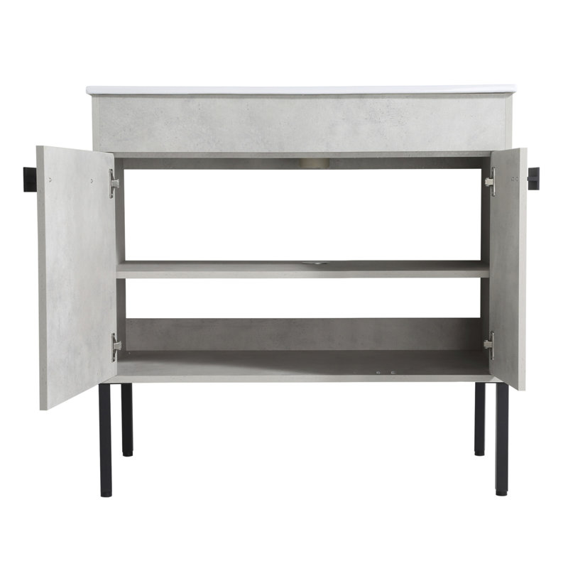 7 36'' Single Bathroom Vanity Base Only, Cement Gray