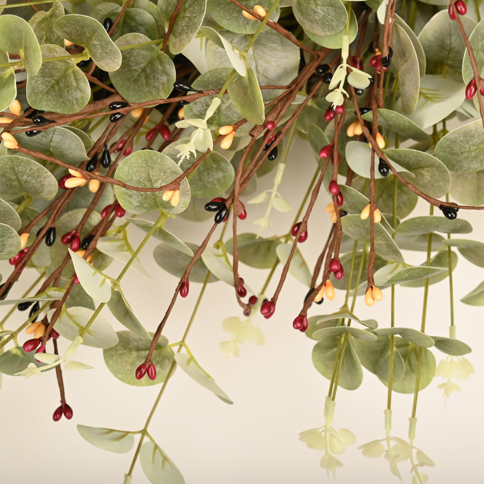 Noga 26" Faux Everyday Eucalyptus Berry Wreath For Front Door
