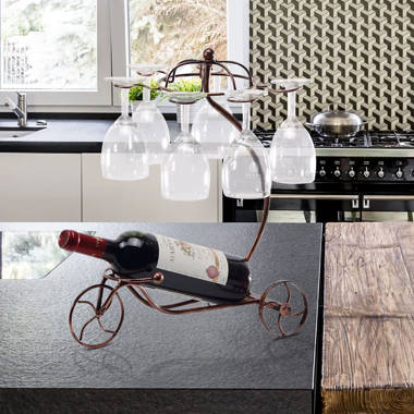 Tirrinia Wine Rack, Wine Glass Holder and Bottle Drying Rack, Bamboo Wine  Storage with Holds 6 Glasses and 1 Bottle, Wine Glass Rack-Free Corkscrew