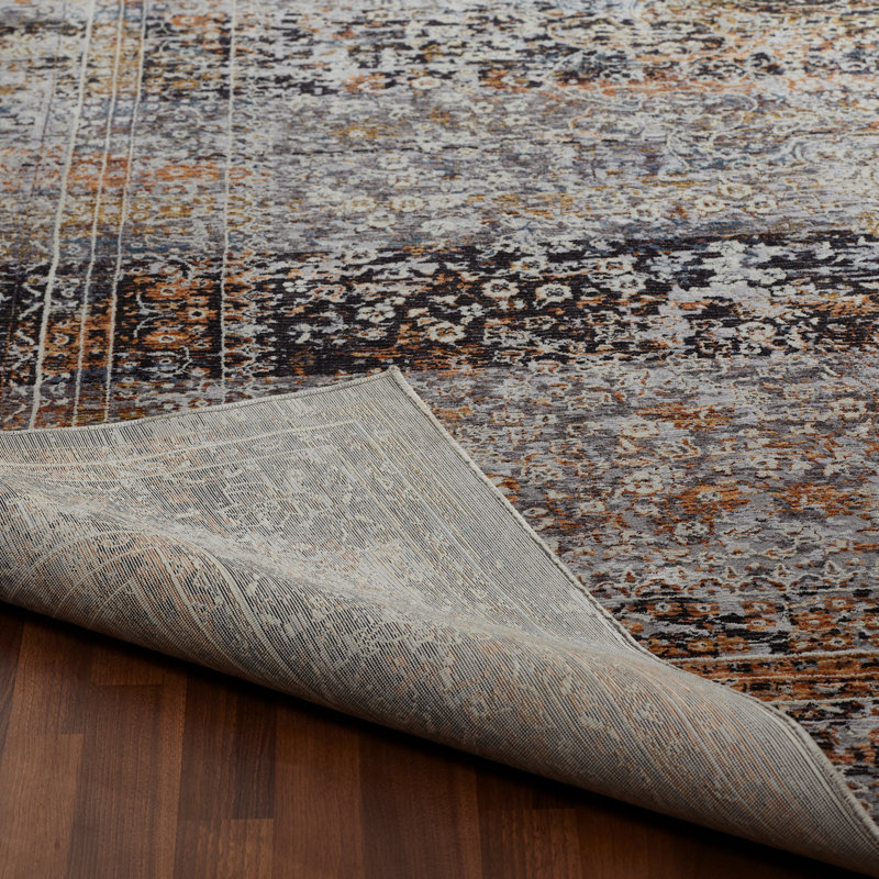 Hemet Oriental Area Rug in Gray, Square 4'
