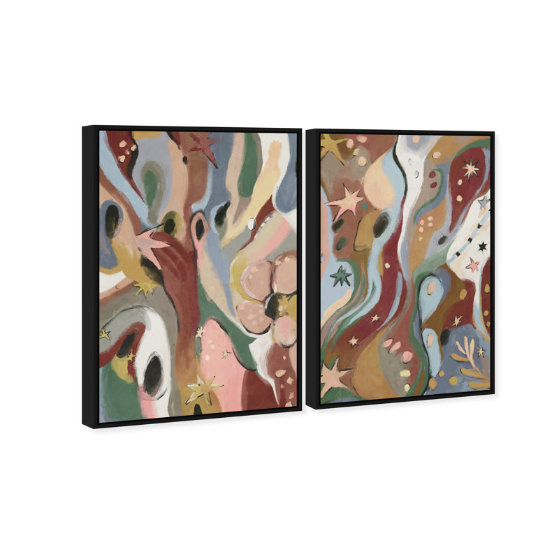 Modern Folk Set Set by Oliver Gal, 74"H x 50"W, Black Floater Frame