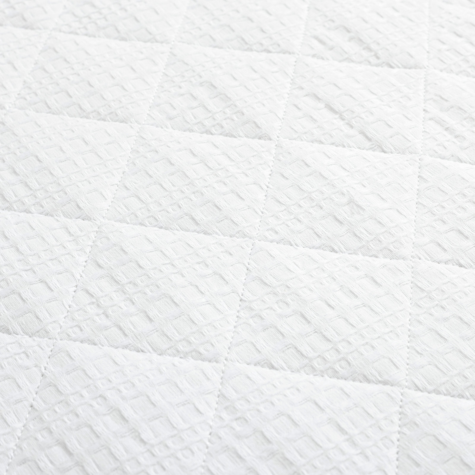 Haniya Solid Waffle Cotton Quilt Set, King Quilt + 2 King Shams, White