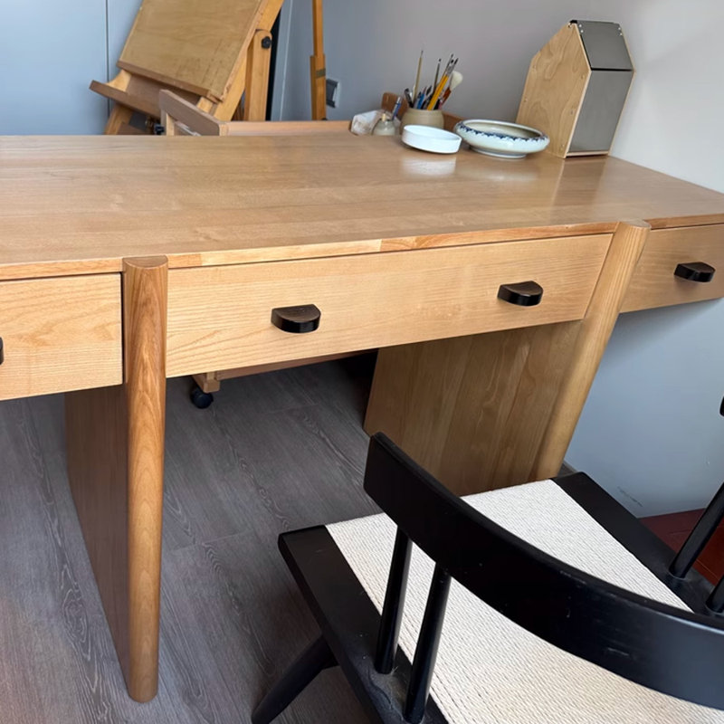 Home-use Solid Wood Three-drawer Writing Desk