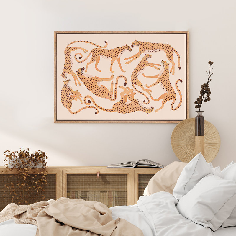 Dot, dessin de guépard, impression de Pop Art animaux rétro, Boho moderne, décoration de chambre BCBG, Naturel