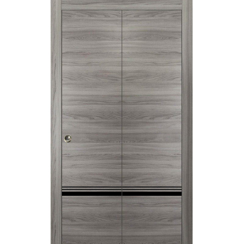 Porte pliante en bois massif massif, 48 po x 84 po, Frêne gingembre