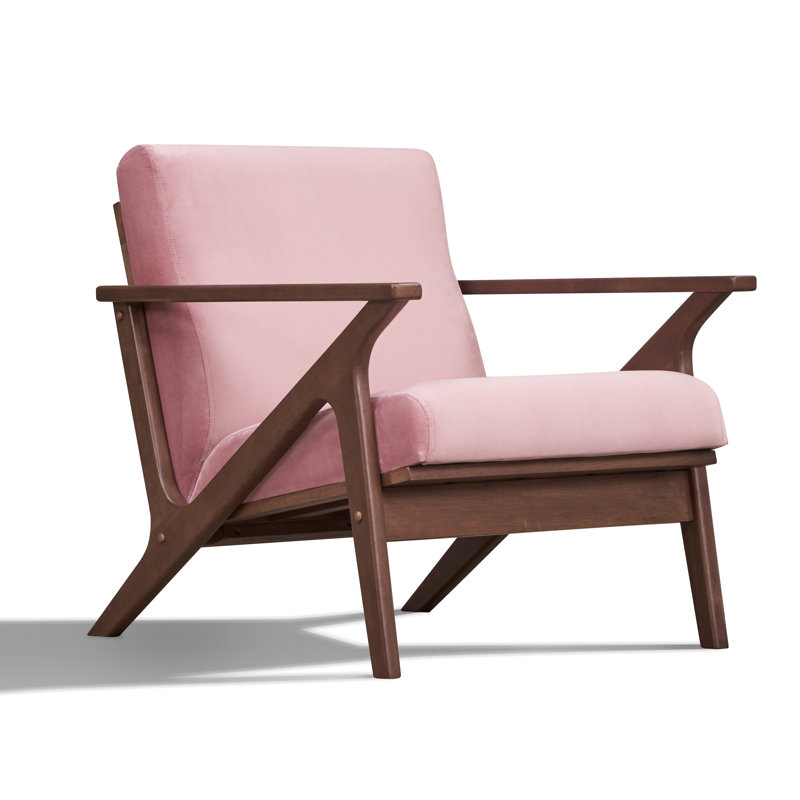 Zola Upholstered Accent Armchair, Walnut, Blush Velvet