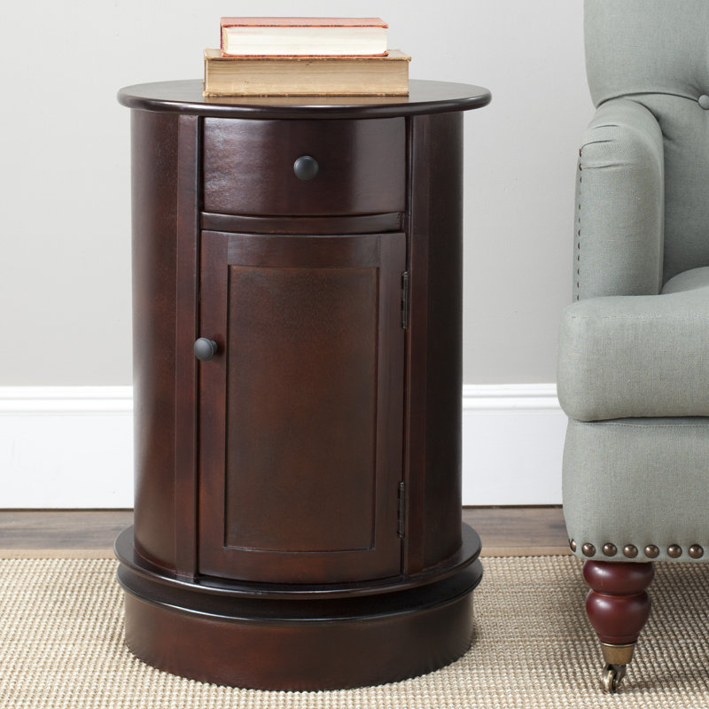 Chaim Solid Wood Tree Stump End Table, Dark Cherry