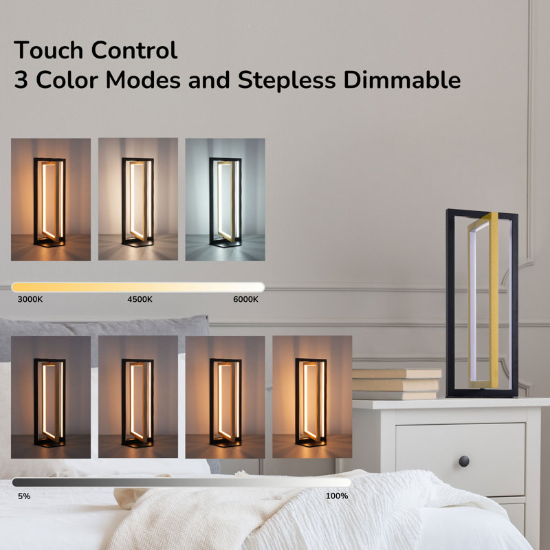 40cm LED Dimmable Table Lamp With Touch Control, Black/Gold, Dimmer Touch