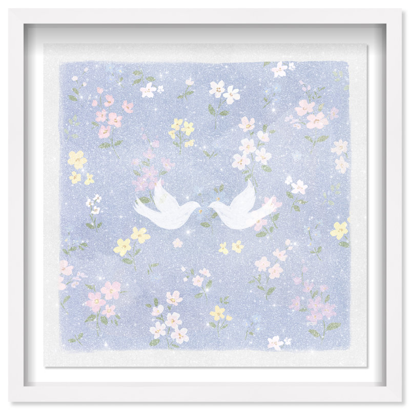 Love Doves Shadowbox Animals Print by Oliver Gal, Black Frame, 12 x 12, 31.5"H x 31.5"W, White Shadowbox