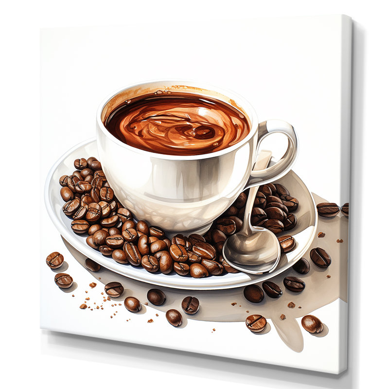 «Brown Watercolor Espresso IV», art mural café, H 16 po x l 16 po x P 1 po