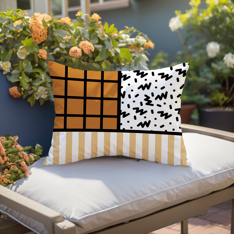 Oreiller rectangulaire réversible intérieur / extérieur Minka, Rectangulaire H 18 po x l 25 po, Orange