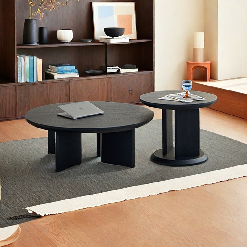 Table basse ronde de style ancien salon, Noir, noir, noir, noir, Noir, noir, noir, noir