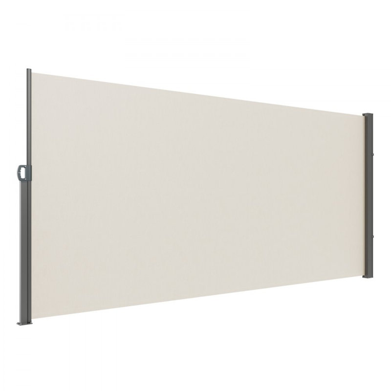 Retractable Side Awning, Outdoor Privacy Screen, 180g Polyester, 11.5" H x 5.9" W x 0.1" D, White