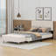 Ensemble de chambre à coucher 2 pièces avec cadre de lit tapissier grand avec repose-pieds en velours côtelé-99174102