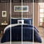 Très grand à l'édredon - bleu marine et l 102 po x L 86 po, 2 taies décoratives, 1 coussin décoratif, look exquis, bleu marine +, magnifique-118754059-118754060