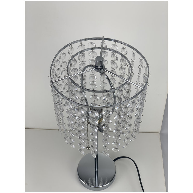19"H CHROME CRYSTAL INSPIRED PULL TABLE LAMP (1PC/CTN) (0.43/4.22), Chrome chrome