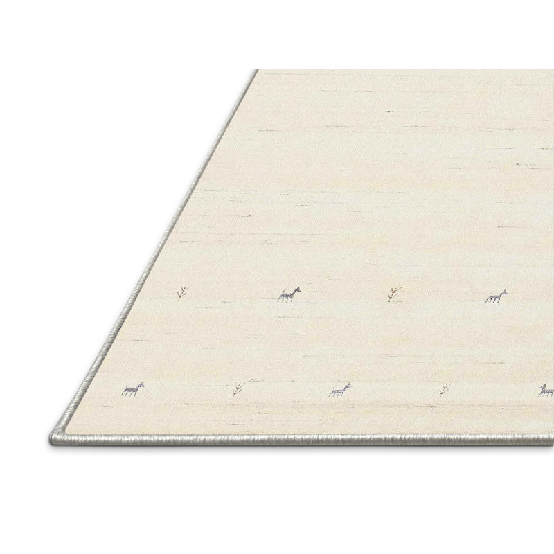 Tapis de zone crème contemporaine, Rectangle 5 pi x 7 pi