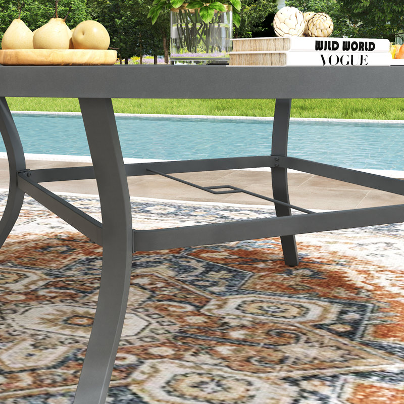 Aluminum Patio Dining Set with 53" Aluminum Round Dining Table and 6 PVC-coated polyester Swivel Dining Chairs, Gray/Gray