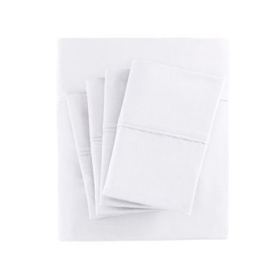 800 Thread Count White Cotton Blend Sateen 6-Piece King Sheet Set