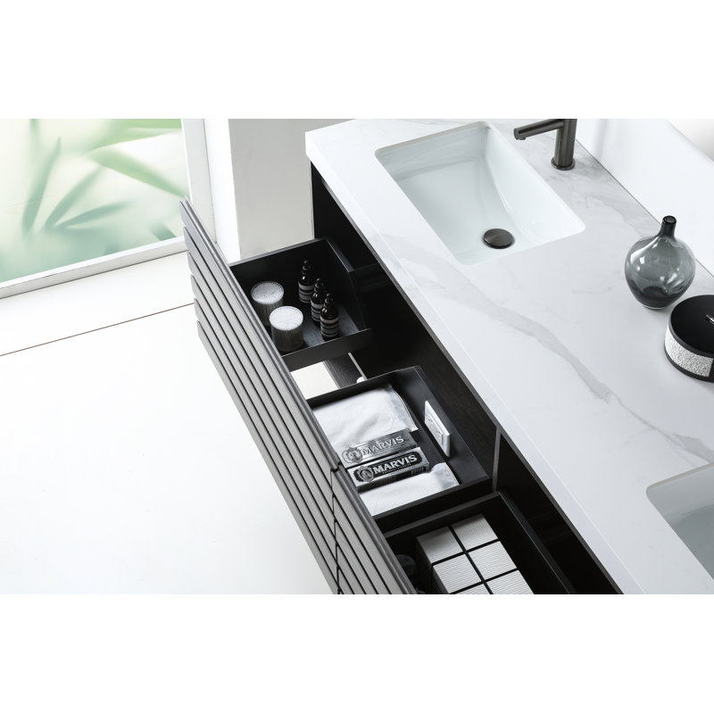 Meuble-lavabo 72 po Maumelle, Blanc, Gris anthracite