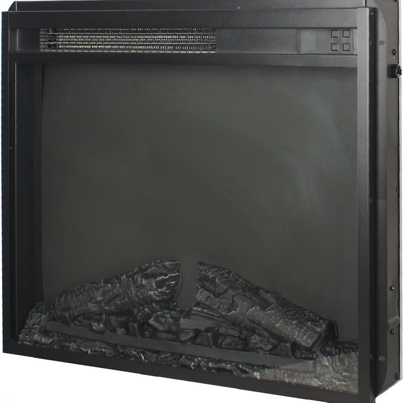 23 Inch Electric Fireplace Insert, Ultra Thin Heater With Log Set & Realistic Flame, Remote Control With Timer, Overheating Protection