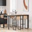 Solid Wood Top Metal Base Dining Table-41328899-41328898-41328903