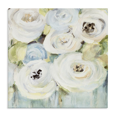 White Swirling Roses Canvas Wall Art by Lanie Loreth