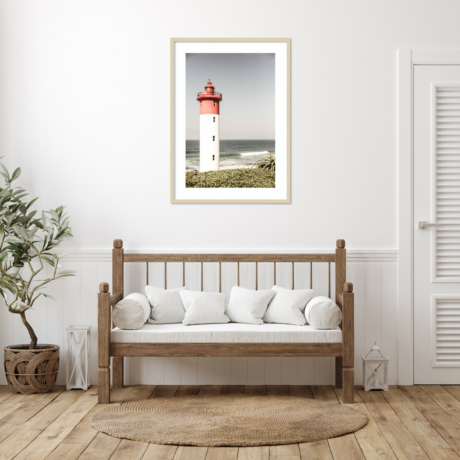 Oyster Box Lighthouse by Shot by Clint Wood Framed Wall Art Print, Brown, 41" H x 30" W