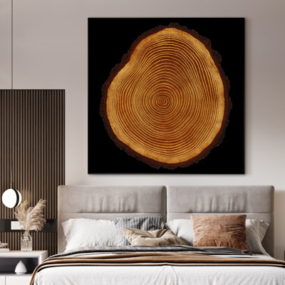 Extra Large Wall Art Fabric Print - Tree Ring Rustic Nature Landscape Artwork Artwork Decor for Living Room or Bedroom - "Frame Assembly Required (Unfinished Frame)"