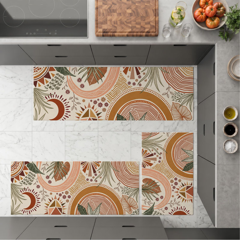 Boho Swirls Non-Slip Washable Kitchen Mats