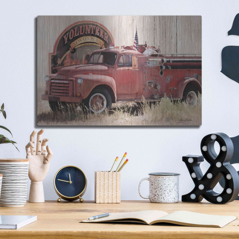 «Volunteer Firefighter» par Lori Deiter, Ophelia & Co., art mural en métal, 36 po x 24 po, H 12 po x l 16 po