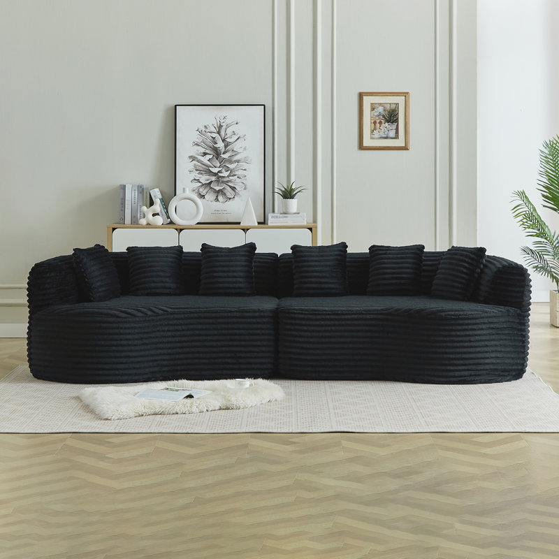 Canapé modulaire incurvé surdimensionné de 111,5 po Curved, Black Corduroy